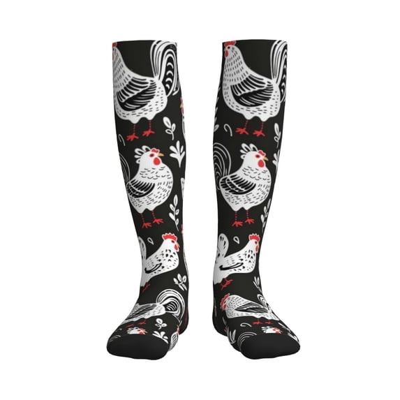 Bixox Laying Hens And Roosters Print Compression Socks,Compression Socks Women & Men Circulation for Medical,Running,Athletic