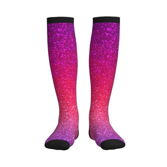 Bixox Light Purple Glitter Print Compression Socks,Compression Socks Women & Men Circulation for Medical,Running,Athletic