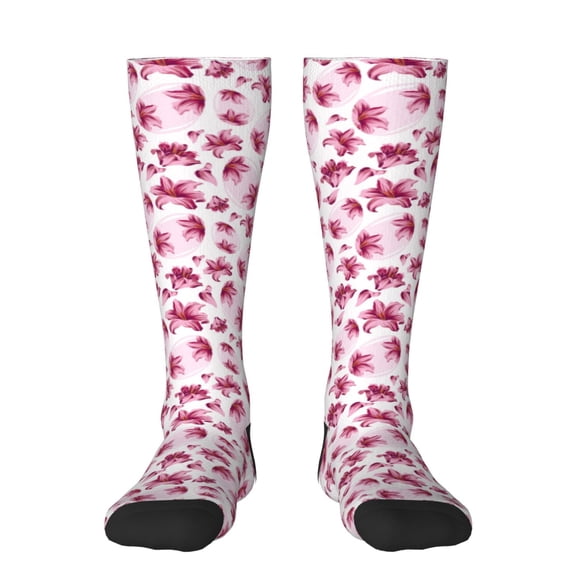 Bixox Lilies Flowers Patterned Men's and Women's Knee Socks High Socks Outdoor Sports Socks
