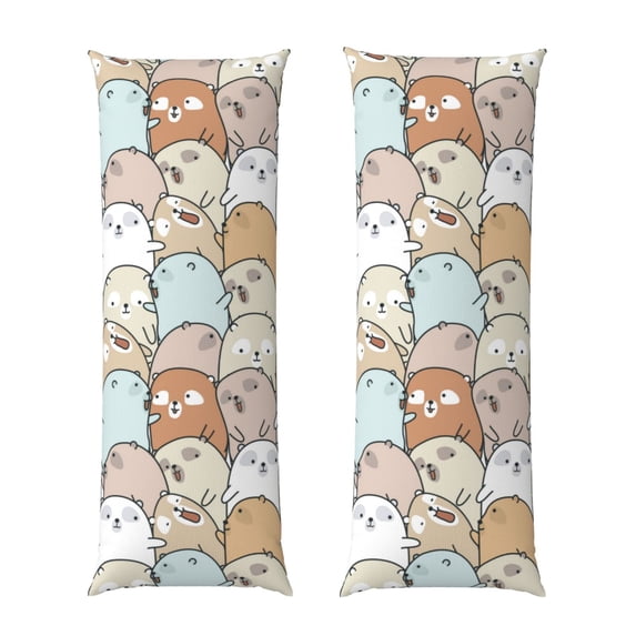 Bixox Lovely Bear Print Body Pillow Cover with Zipper Closure, Cozy Fuzzy Fleece Body Pillow Case Cover 20 x 54 Inches,Long Body Pillow Pillowcase