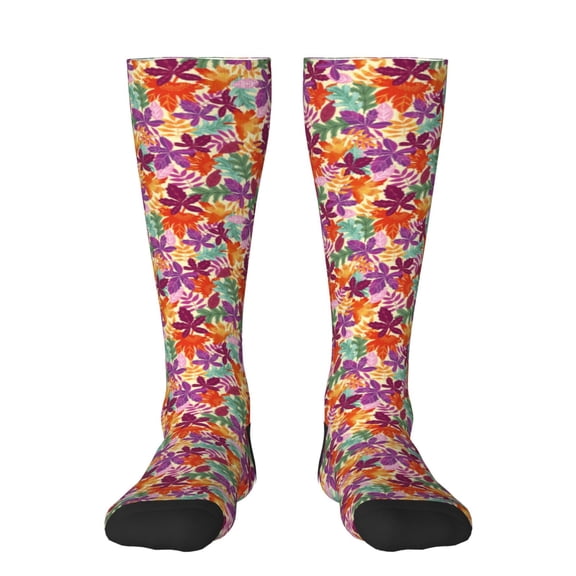 Bixox Maple Leaves Patterned Men's and Women's Knee Socks High Socks Outdoor Sports Socks