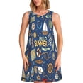 thumbnail image 1 of Bixox Marine Nautical Print Women's Sleeveless A-Line Dress with Pockets, Casual Knee-Length Tank Dress for Summer-3X-Large, 1 of 7