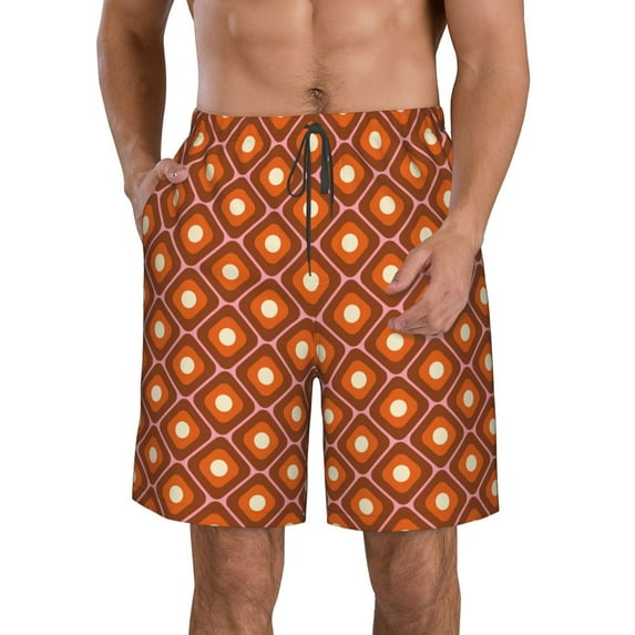 Bixox Men's 60s and 70s Aesthetic printing Casual Classic Fit Short Summer Beach Shorts