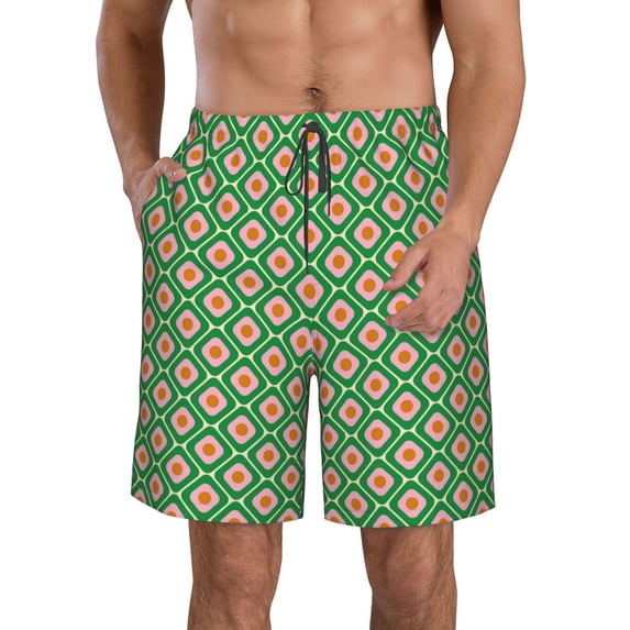 Bixox Men's 60s and 70s Style printing Casual Classic Fit Short Summer Beach Shorts