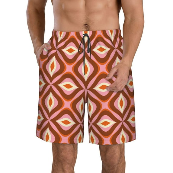 Bixox Men's 70s Retro Style printing Casual Classic Fit Short Summer Beach Shorts