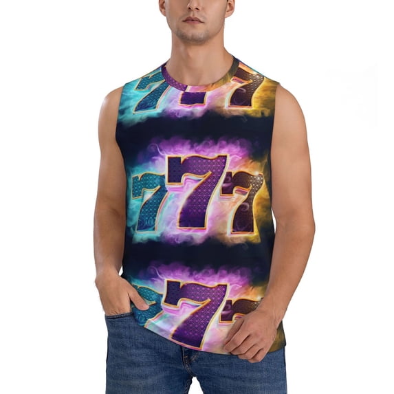 Bixox Men's 777 Printed Shirt Sleeveless Fitness Tank Top-Large