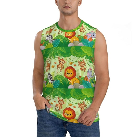 Bixox Men's African Animals in the Jungle Printed Shirt Sleeveless Fitness Tank Top-X-Large
