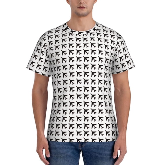 Bixox Men's Airplane Printed Short Sleeve Skinny Athletic T-Shirt