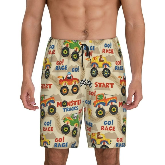 Bixox Men's Animal Truck printed lightweight casual shorts, soft sleep shorts with pockets.