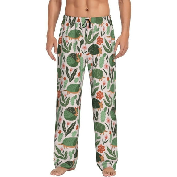 Bixox Men's Armadillo Patterned Pajama Pants with Pockets Lounge Clothes for Home