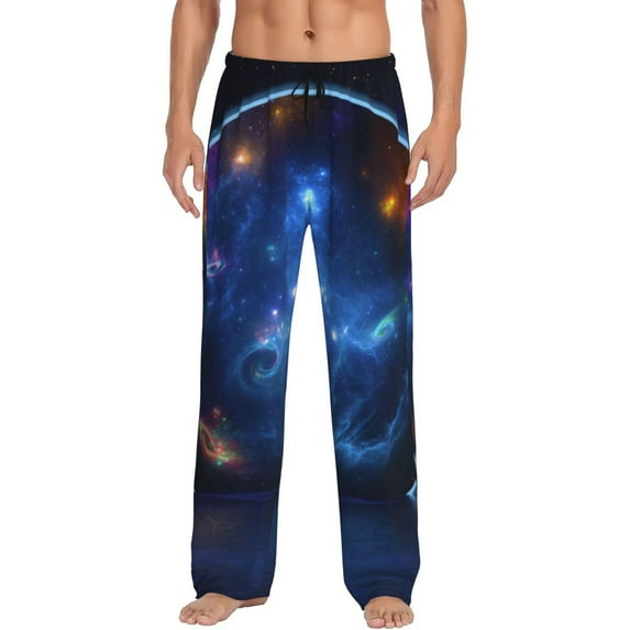 Bixox Men's Astronaut Patterned Pajama Pants with Pockets Lounge Clothes for Home