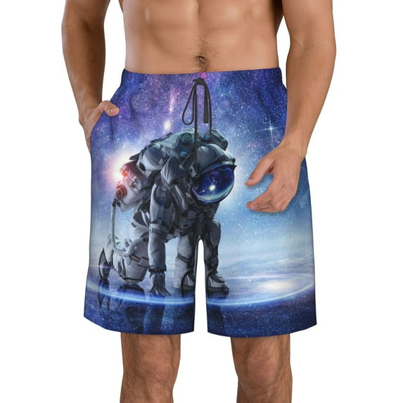 Bixox Men's Astronauts Start Running printing Casual Classic Fit Short Summer Beach Shorts