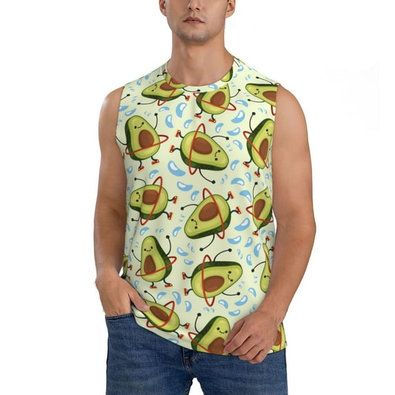 Bixox Men's Avocado Doing Sport Printed Shirt Sleeveless Fitness Tank Top-3X-Large