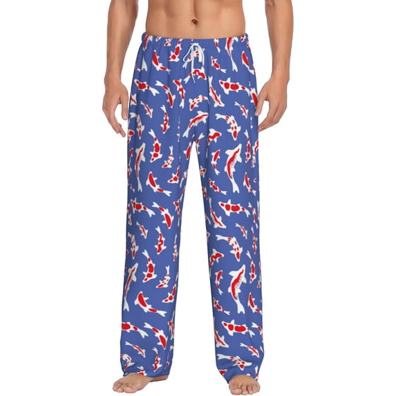 Bixox Men's Beautiful Koi Fish Patterned Pajama Pants with Pockets Lounge Clothes for Home