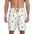 thumbnail image 1 of Bixox Men's Bee printed lightweight casual shorts, soft sleep shorts with pockets., 1 of 1