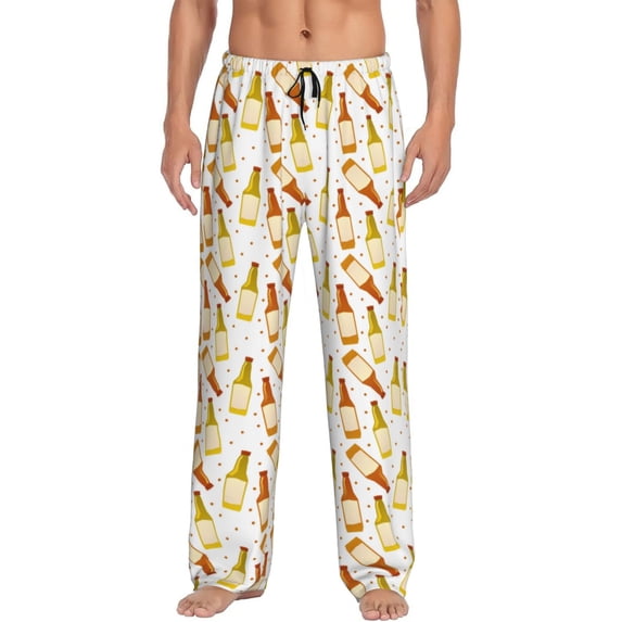 Bixox Men's Beer Bottles Patterned Pajama Pants with Pockets Lounge Clothes for Home