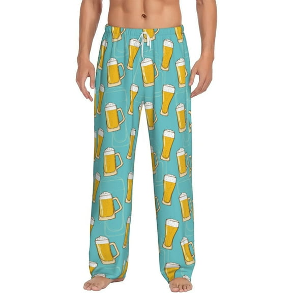 Bixox Men's Beer Patterned Pajama Pants with Pockets Lounge Clothes for Home