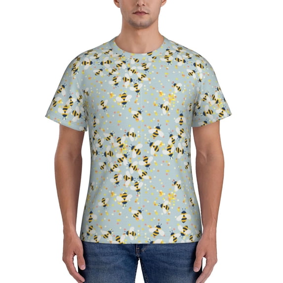 Bixox Men's Bees Printed Short Sleeve Skinny Athletic T-Shirt