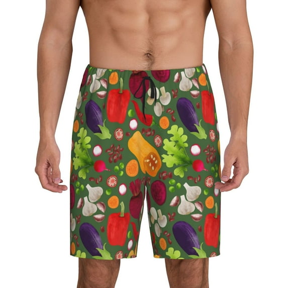 Bixox Men's Begetable printed lightweight casual shorts, soft sleep shorts with pockets.