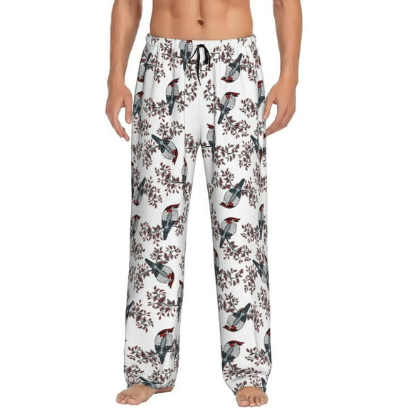 Bixox Men's Bird Patterned Pajama Pants with Pockets Lounge Clothes for Home
