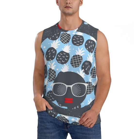 Bixox Men's Black Head Woman Printed Shirt Sleeveless Fitness Tank Top-XX-Large