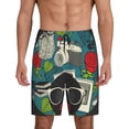 thumbnail image 1 of Bixox Men's Black Head Woman with Owl Hair printed lightweight casual shorts, soft sleep shorts with pockets., 1 of 7