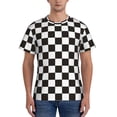 thumbnail image 1 of Bixox Men's Black and White Checkerboard Printed Short Sleeve Skinny Athletic T-Shirt, 1 of 6
