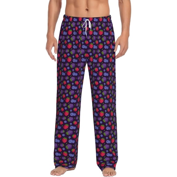 Bixox Men's Blackberries Patterned Pajama Pants with Pockets Lounge Clothes for Home