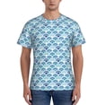 thumbnail image 1 of Bixox Men's Blue Fish Scale Texture Printed Short Sleeve Skinny Athletic T-Shirt, 1 of 6