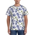 thumbnail image 1 of Bixox Men's Blue Flax Flowers Printed Short Sleeve Skinny Athletic T-Shirt, 1 of 6