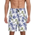 thumbnail image 1 of Bixox Men's Blue Flax Flowers printed lightweight casual shorts, soft sleep shorts with pockets., 1 of 1