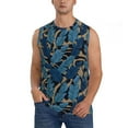 thumbnail image 1 of Bixox Men's Blue Leaves A Printed Shirt Sleeveless Fitness Tank Top-XX-Large, 1 of 5