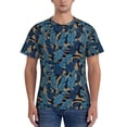 thumbnail image 1 of Bixox Men's Blue Leaves A Printed Short Sleeve Skinny Athletic T-Shirt, 1 of 6