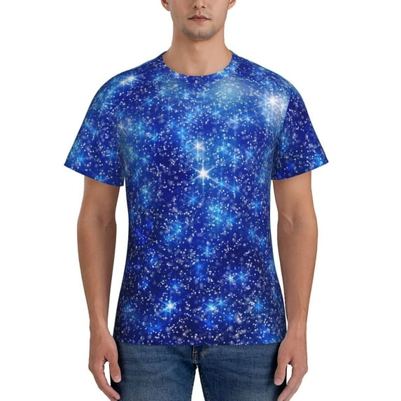 Bixox Men's Blurred Star Snow Christmas Printed Short Sleeve Skinny Athletic T-Shirt
