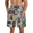 thumbnail image 1 of Bixox Men's Bright Insects printing Casual Classic Fit Short Summer Beach Shorts, 1 of 6