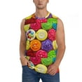 thumbnail image 1 of Bixox Men's Brightly Colored Cupcakes Printed Shirt Sleeveless Fitness Tank Top-Large, 1 of 7