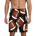 thumbnail image 1 of Bixox Men's Brown Football On Black printed lightweight casual shorts, soft sleep shorts with pockets., 1 of 7