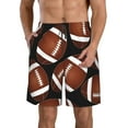 thumbnail image 1 of Bixox Men's Brown Football On Black printing Casual Classic Fit Short Summer Beach Shorts, 1 of 6