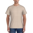 thumbnail image 1 of Bixox Men's Brown Gingham Printed Short Sleeve Skinny Athletic T-Shirt, 1 of 6