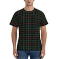 thumbnail image 1 of Bixox Men's Buffalo Plaid Dark Green Printed Short Sleeve Skinny Athletic T-Shirt, 1 of 6