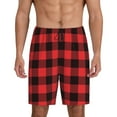 thumbnail image 1 of Bixox Men's Buffalo Plaid Red Black printed lightweight casual shorts, soft sleep shorts with pockets., 1 of 7