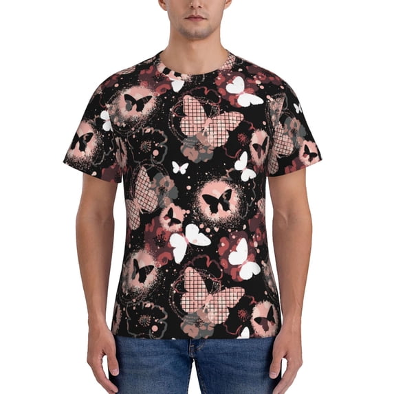 Bixox Men's Butterflies1 Printed Short Sleeve Skinny Athletic T-Shirt