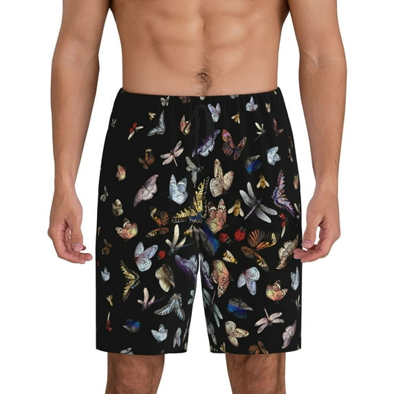 Bixox Men's Butterfly1 printed lightweight casual shorts, soft sleep shorts with pockets.