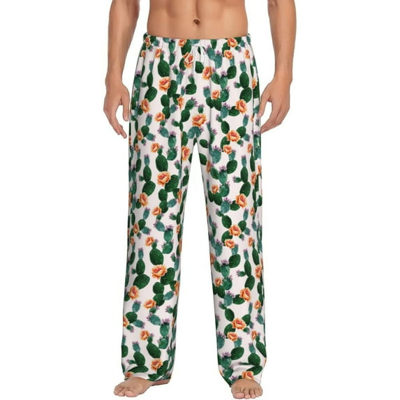 Bixox Men's Cactuses Patterned Pajama Pants with Pockets Lounge Clothes for Home