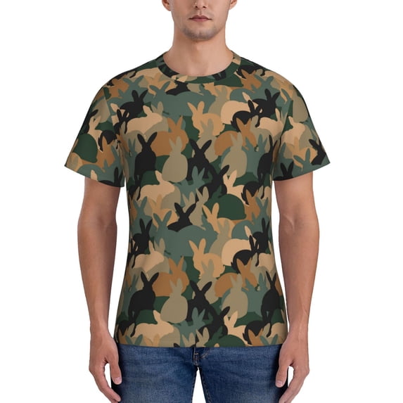 Bixox Men's Camouflage Rabbit Printed Short Sleeve Skinny Athletic T-Shirt