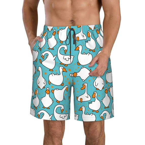 Bixox Men's Cartoon Funny Goose printing Casual Classic Fit Short Summer Beach Shorts