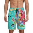 thumbnail image 1 of Bixox Men's Cartoon Map Of Europe printed lightweight casual shorts, soft sleep shorts with pockets., 1 of 7