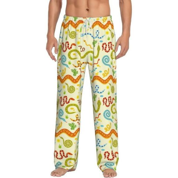 Bixox Men's Cartoon Snake8 Patterned Pajama Pants with Pockets Lounge Clothes for Home