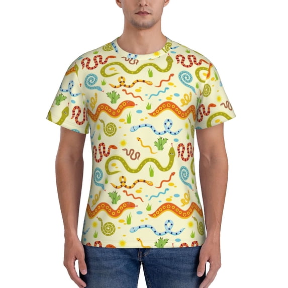 Bixox Men's Cartoon Snake8 Printed Short Sleeve Skinny Athletic T-Shirt