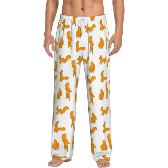 Bixox Men's Cartoon Squirrel Patterned Pajama Pants with Pockets Lounge Clothes for Home